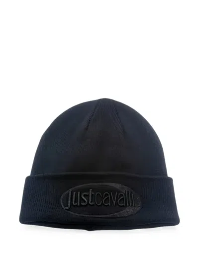 Just Cavalli Logo-embroidered Turn-up Beanie Hat In Burgundy