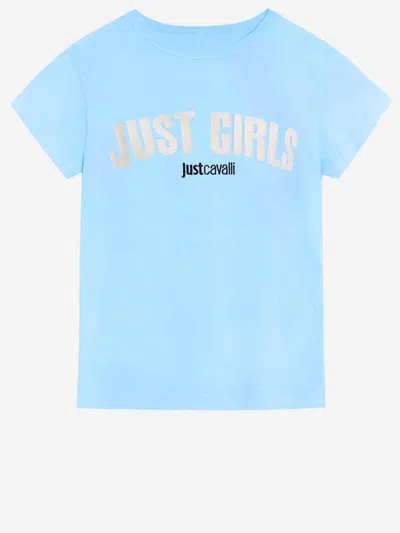 Just Cavalli Logo-graphic Cotton T-shirt In Blue