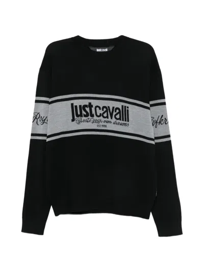 Just Cavalli Logo-intarsia Striped Sweater In Multi