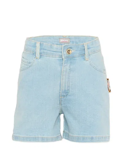 Just Cavalli Kids' Logo-patch Denim Shorts In Blue