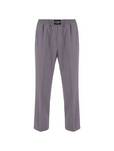 Just Cavalli Gray Logo Detail Viscose-blend Straight-leg Pants
