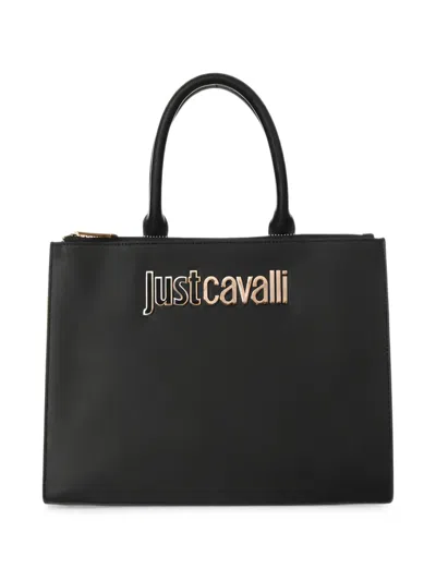 Just Cavalli Logo-plaque Tote Bag In Black