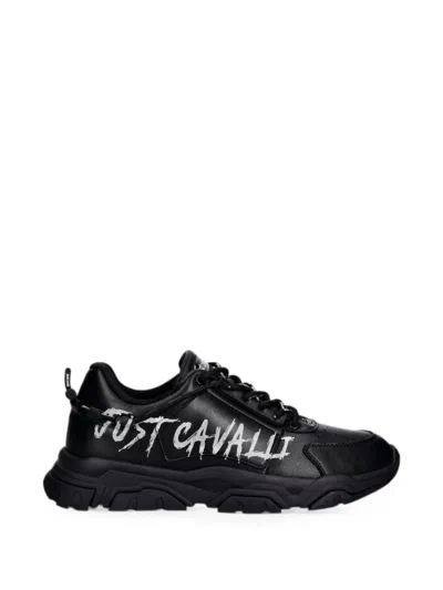 Just Cavalli Logo-print Chunky-sole Sneakers In Black