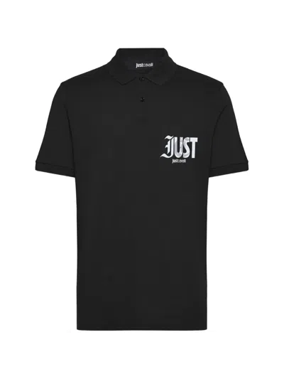 Just Cavalli Logo-print Cotton Polo Shirt In Black