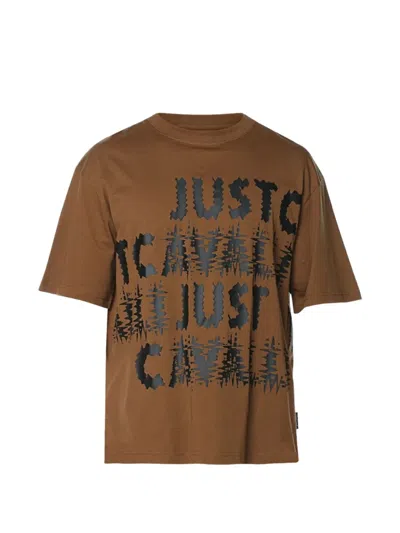 Just Cavalli Logo-print Cotton T-shirt In Brown