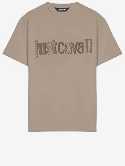 Just Cavalli Logo-print Cotton T-shirt In Neutral