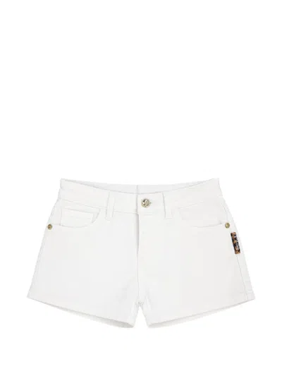 Just Cavalli Kids' Logo-print Denim Shorts In White