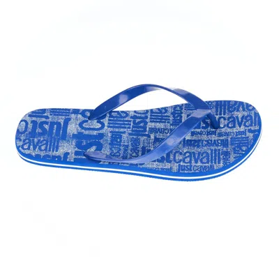 Just Cavalli Logo-print Eva Sandal In Blue