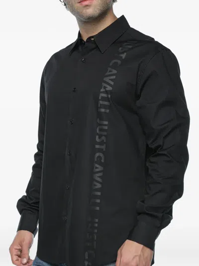 Just Cavalli Logo-print Long-sleeve Shirt In Black