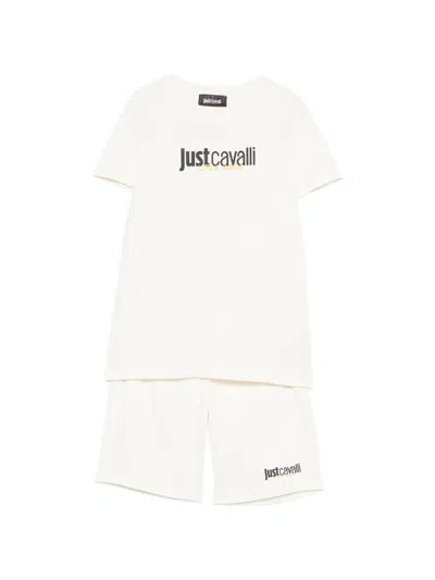 Just Cavalli Kids' Logo-print Shorts Set In White