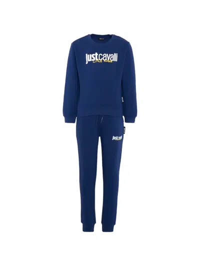 Just Cavalli Kids' Logo-print Tracksuit In Blue