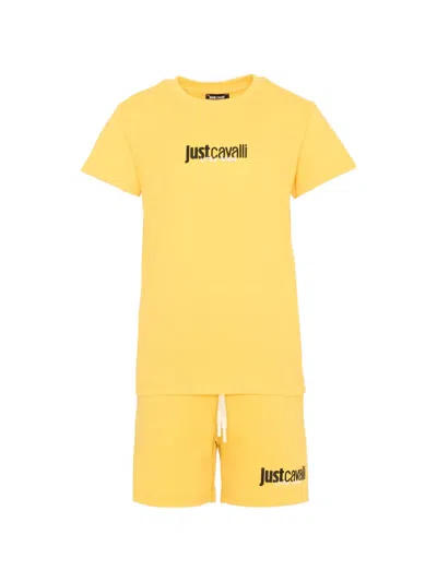 Just Cavalli Kids' Logo-print Tracksuit In Yellow