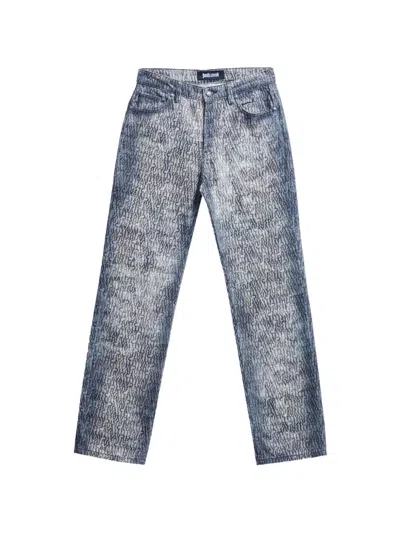 Just Cavalli Logo-print Washed Jeans In Blue