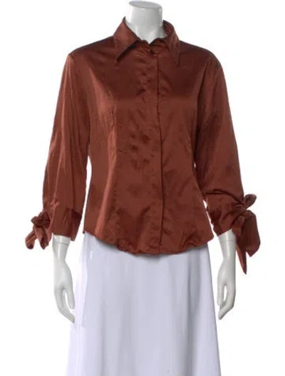 Pre-owned Just Cavalli Long Sleeve Blouse In Brown