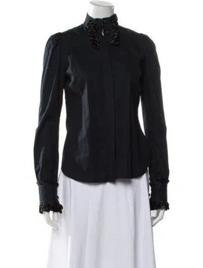 Pre-owned Just Cavalli Long Sleeve Blouse In Gray