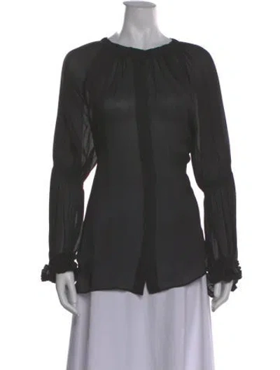 Pre-owned Just Cavalli Long Sleeve Blouse In Gray