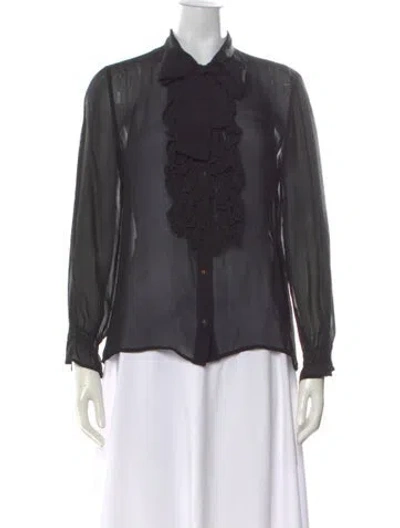 Pre-owned Just Cavalli Long Sleeve Blouse In Gray