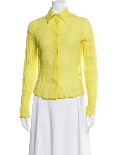Pre-owned Just Cavalli Long Sleeve Blouse In Yellow