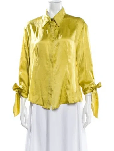 Pre-owned Just Cavalli Long Sleeve Blouse In Yellow