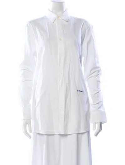 Pre-owned Just Cavalli Long Sleeve Button-up Top In White