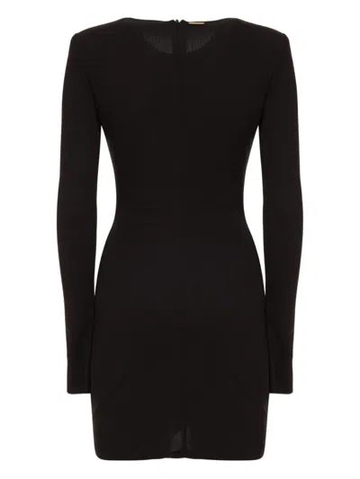 Just Cavalli Long-sleeve Draped Dress In Black