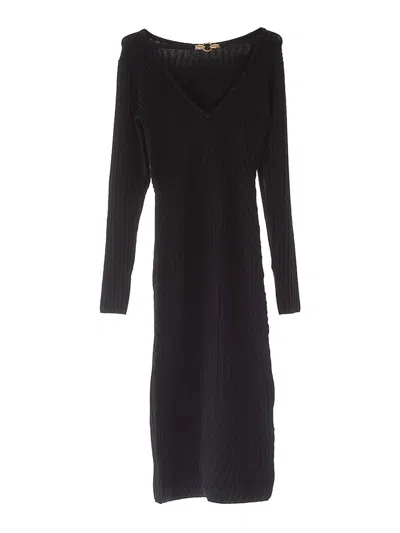 Just Cavalli Long Sleeve Lurex Dress In Black