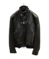 Just Cavalli Long-sleeved Leather Jacket In Black
