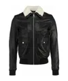 Just Cavalli Long-sleeved Leather Jacket In Black