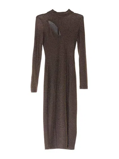 Just Cavalli Long Sleeves Dress In Brown