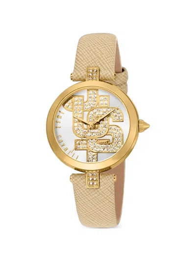 Just Cavalli Maiuscola Crystal-embellished 32mm Watch In Gold