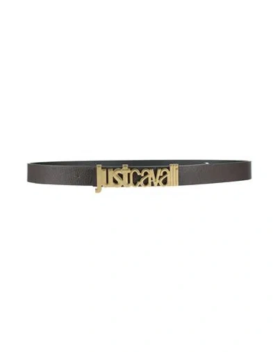 Just Cavalli Man Belt Cocoa Size 39.5 Calfskin In Brown