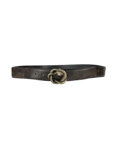 Just Cavalli Man Belt Dark Brown Size 42 Leather