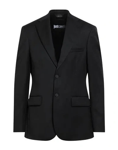 Just Cavalli Man Blazer Black Size 48 Polyester, Wool, Elastane