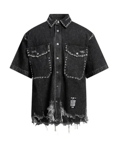 Just Cavalli Man Denim Shirt Black Size 38 Cotton