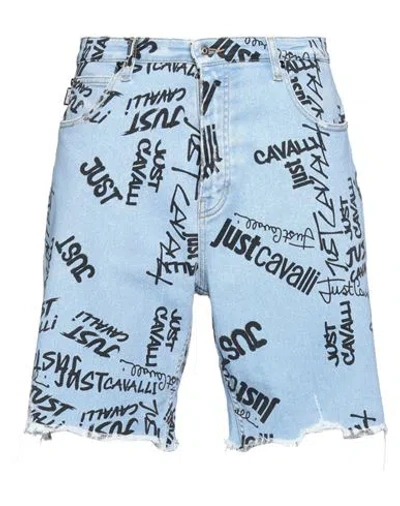 Just Cavalli Man Denim Shorts Blue Size 34 Cotton, Elastane