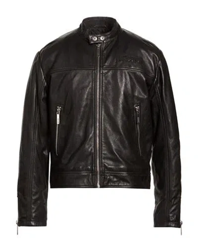 Just Cavalli Man Jacket Black Size 38 Lambskin