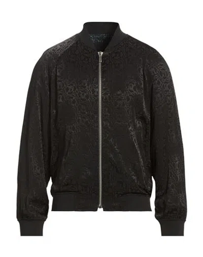 Just Cavalli Man Jacket Black Size 42 Viscose In Blue