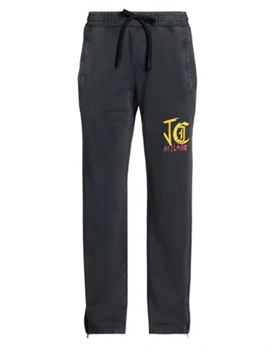 Just Cavalli Man Pants Charcoal Size 3xl Cotton In Black