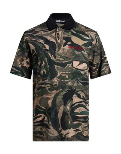 Just Cavalli Man Polo Shirt Beige Size Xxl Cotton In Multi
