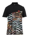 Just Cavalli Man Polo Shirt Black Size 3xl Cotton, Viscose, Polyamide, Elastane