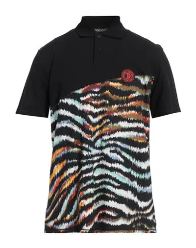 Just Cavalli Man Polo Shirt Black Size 3xl Cotton, Viscose, Polyamide, Elastane
