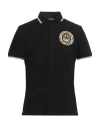 Just Cavalli Man Polo Shirt Black Size M Cotton, Viscose, Polyamide, Elastane