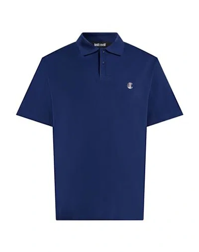 Just Cavalli Man Polo Shirt Blue Size L Cotton