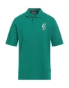 Just Cavalli Man Polo Shirt Emerald Green Size L Cotton In Green