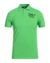 Just Cavalli Man Polo Shirt Green Size M Cotton, Elastane