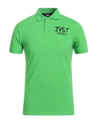 Just Cavalli Man Polo Shirt Green Size 3xl Cotton, Elastane