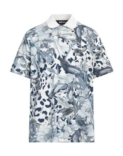 JUST CAVALLI JUST CAVALLI MAN POLO SHIRT SLATE BLUE SIZE 3XL COTTON, VISCOSE, POLYAMIDE, ELASTANE
