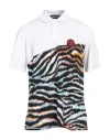Just Cavalli Man Polo Shirt White Size 3xl Cotton, Viscose, Polyamide, Elastane In White