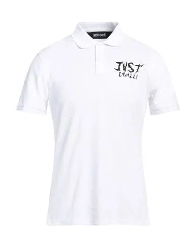 Just Cavalli Man Polo Shirt White Size Xs Cotton, Elastane