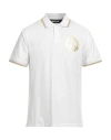 Just Cavalli Man Polo Shirt White Size Xs Cotton, Viscose, Polyamide, Elastane In White